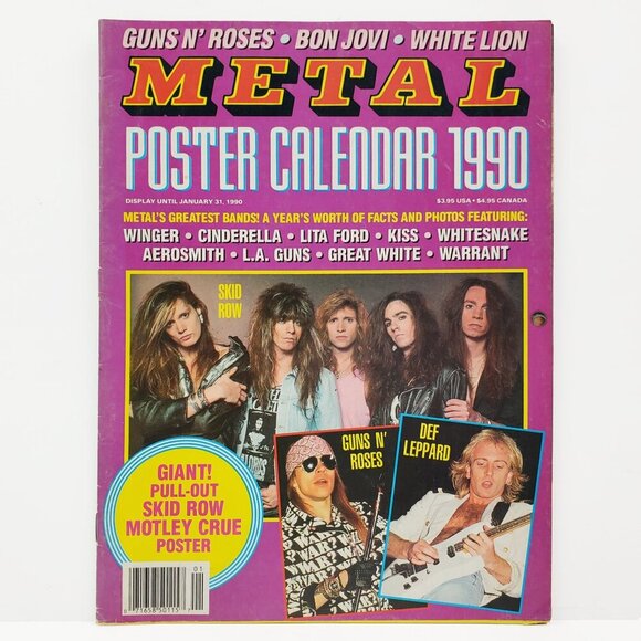 Metal Magazine Poster Calendar 1999 Vintage KISS Guns n Roses Motley Crue - Picture 1 of 10